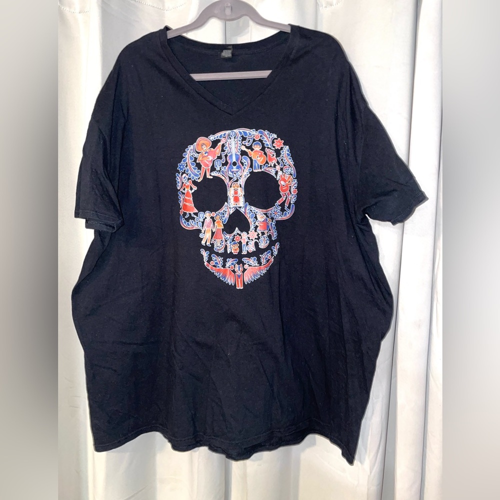 Men’s Black Disney Coco T-Shirt with Colorful Skull Design Size 3X - Picture 2 of 6